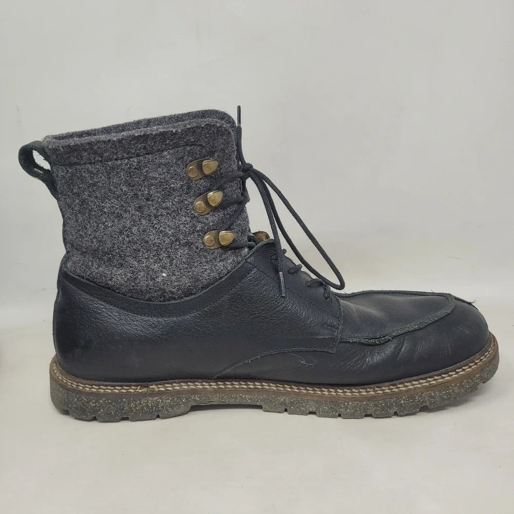 Birkenstock Timmons Boots EU44 US11.5 Black Leather Wool Felt Lace Up Moc Toe